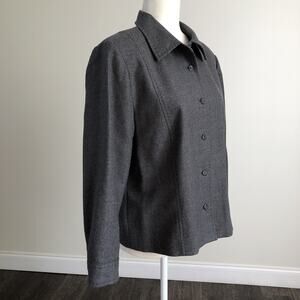 Pendleton Women's Vintage Blazer Shirt LS Stitched Jacket Gray Virgin Wool Sz 14